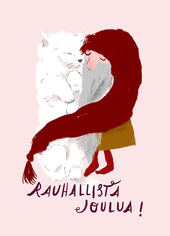 Милая финская открытка с Рождеством: Rauhallista Joulua