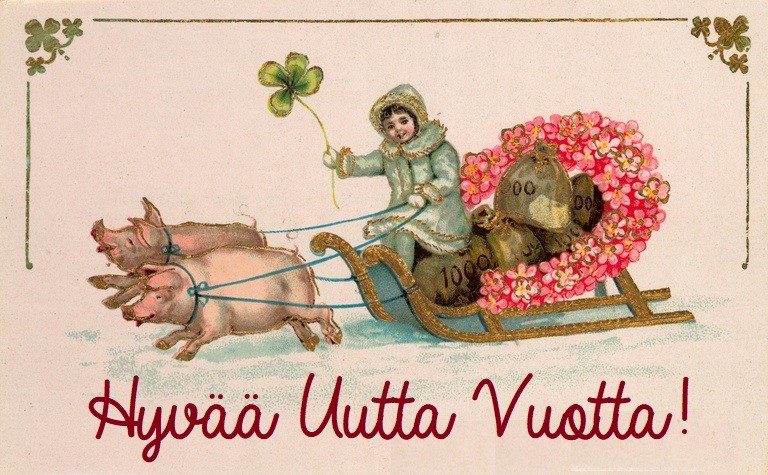 Финская винтажная открытка с Новым годом
