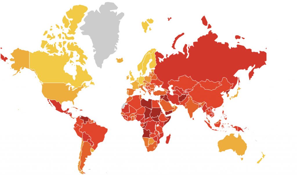 индекс восприятия коррупции на карте мира