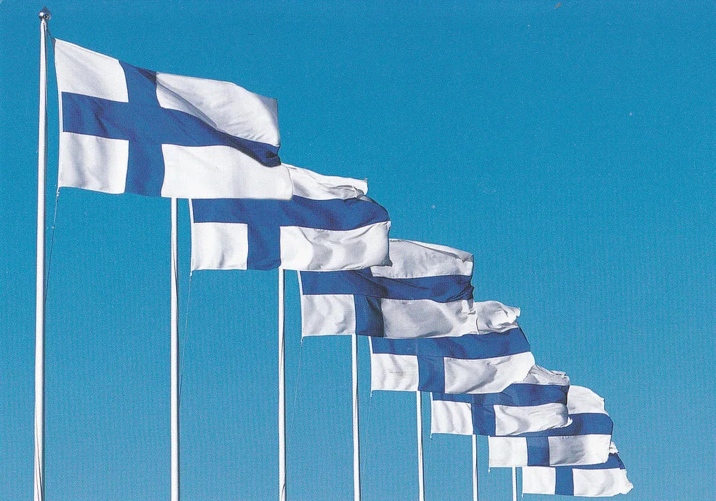 много финских флагов