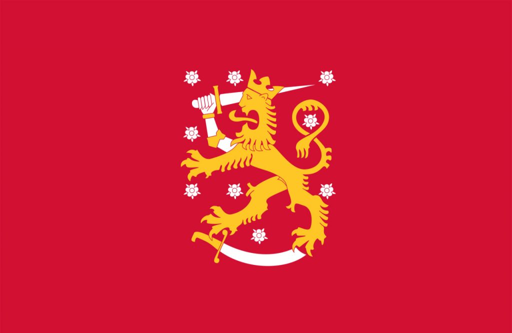 флаг Финляндии со львом